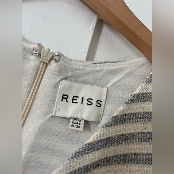BOGO Reiss Cream & Gray Striped Dress - Picture 3 of 11